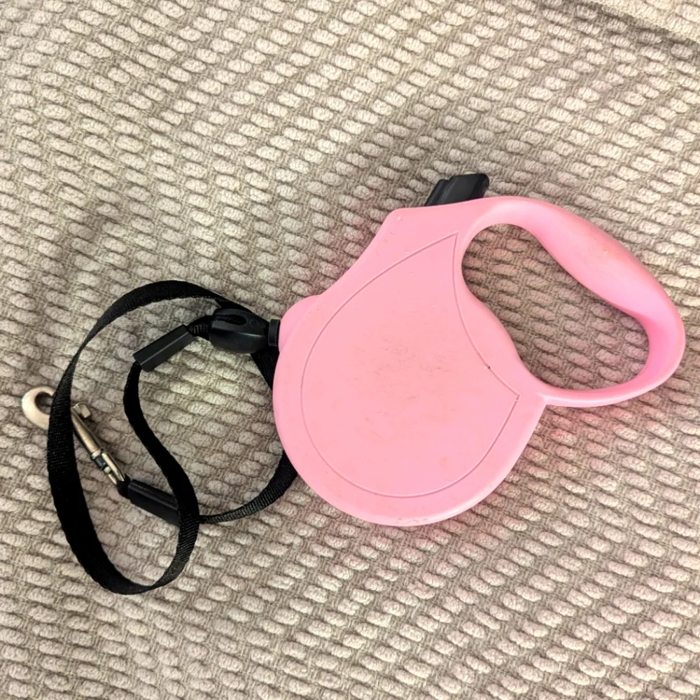 Extendable Dog Lead Leash - Tape - Pink & Black